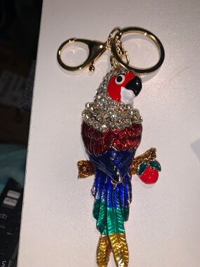 Multicolor Parrot bag/purse charm Keychain